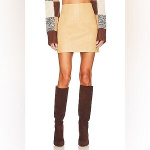 NWT Lee Leather Mini Skirt L’Academie - Revolve - nude leather mini skirt